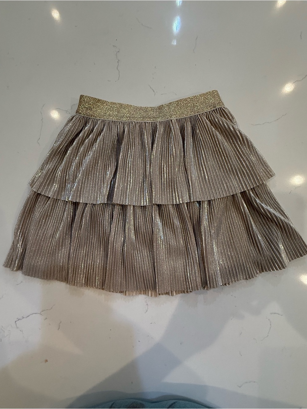Cat & Jack Metallic Gold Tiered Pleated Skirt
